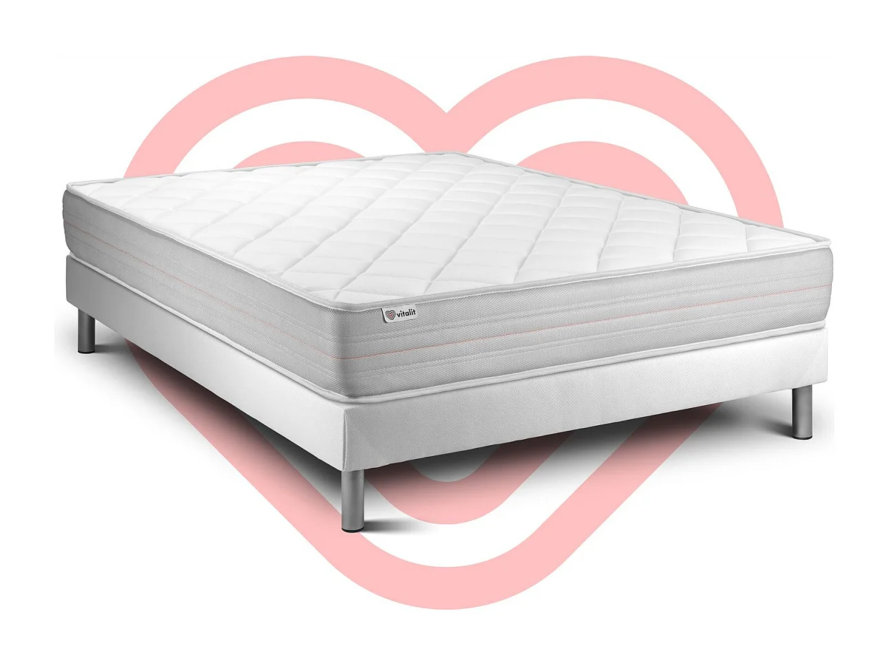 Ensemble VITALMEMO 180x200cm sommier kit blanc