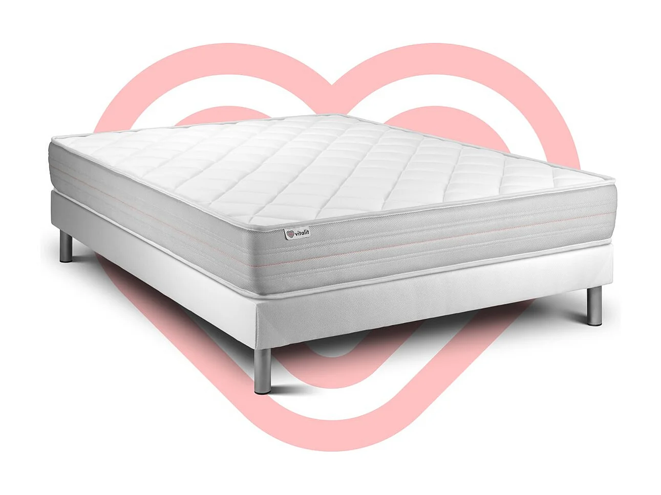 Ensemble VITALMEMO 180x200cm sommier kit blanc