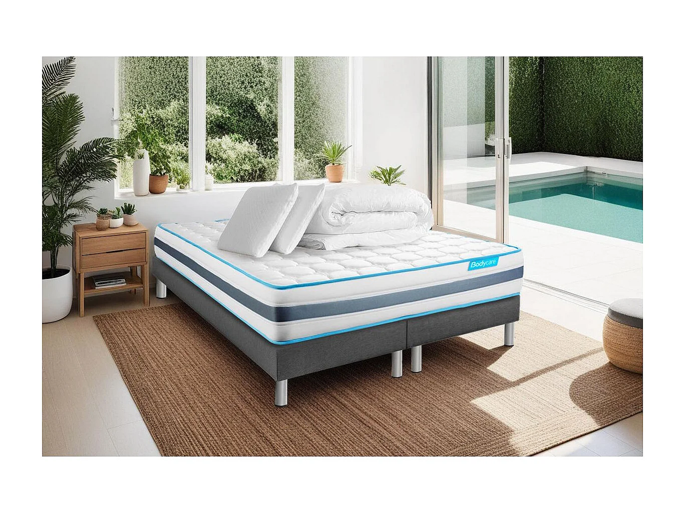 Pack BODYZONE 180x200 Ressorts ensachés 3 zones Ultra épaisseur + Couette + 2 oreillers
