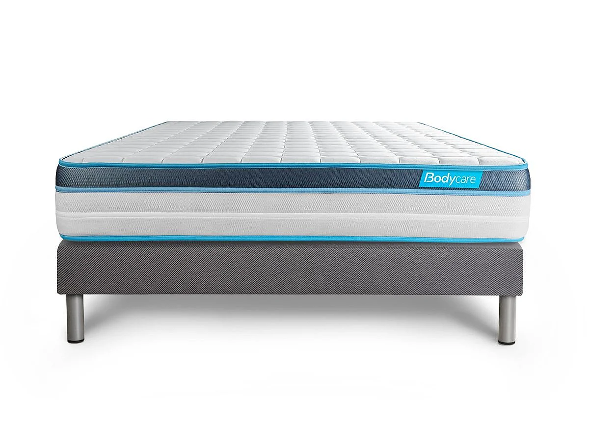 Ensemble 180x200 matelas BodyFit à mémoire de forme + sommier kit gris