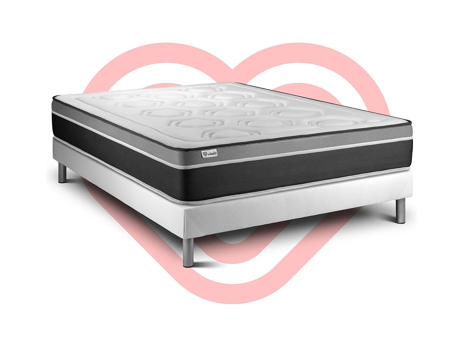 Ensemble VITAL CARE 180 x 200 cm sommier Kit blanc