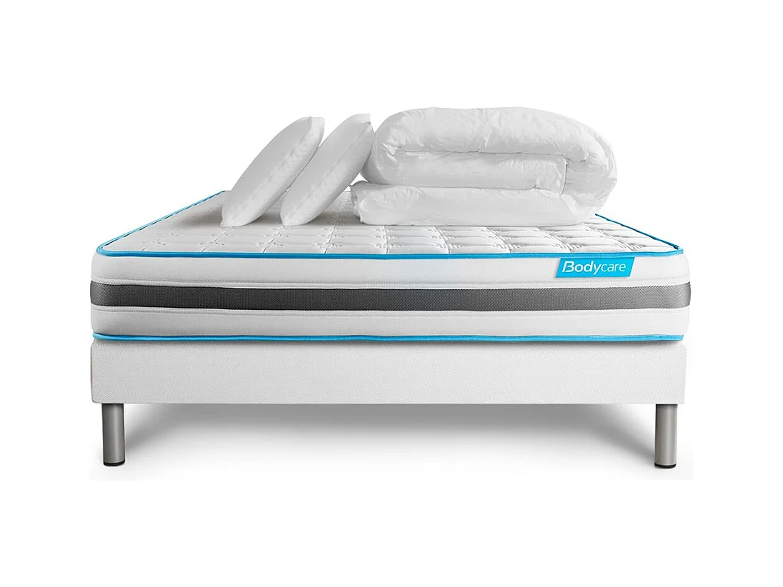 Pack BODYZONE 140x190 Ressorts ensachés 3 zones Ultra épaisseur + Couette + 2 oreillers