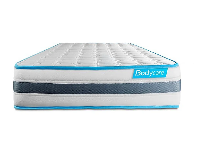 Ensemble 90x190 matelas BodyFlex ressorts ensachés et mémoire de forme + sommier kit gris