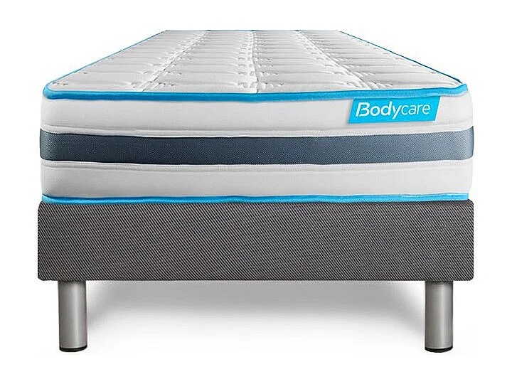 Ensemble 90x190 matelas BodyFlex ressorts ensachés et mémoire de forme + sommier kit gri