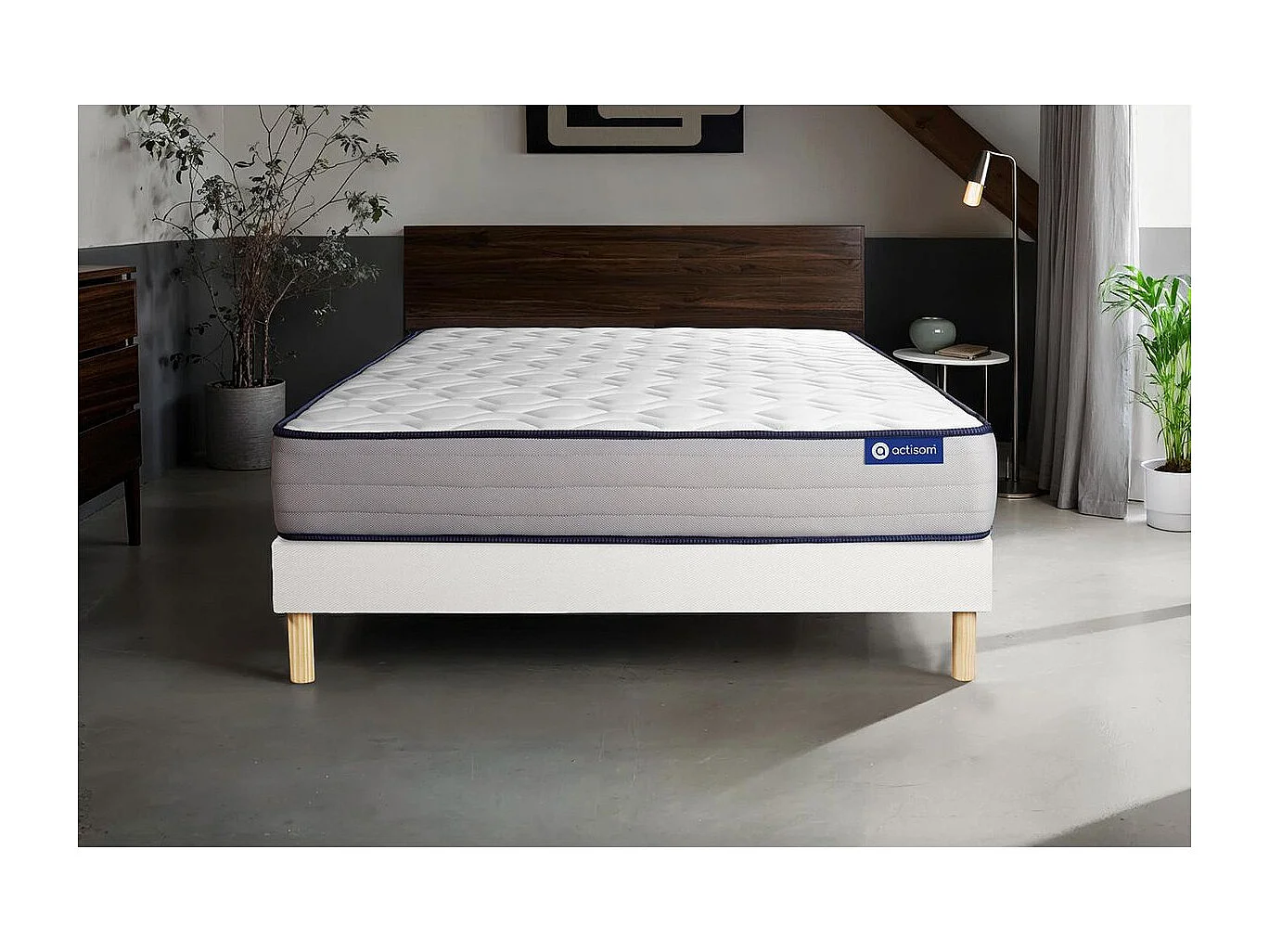 Lattenbodem en Actilatex form matras 90x200cm , matrasdikte : 22 cm , latex en traagschuim , stevig, 5 comfortzones