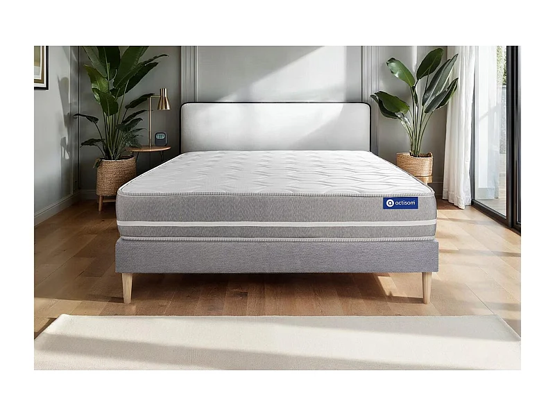 Ensemble matelas Ressorts ensachés ACTIFLEX TOUCH 200x200 3zones de confort + sommier KIT gris