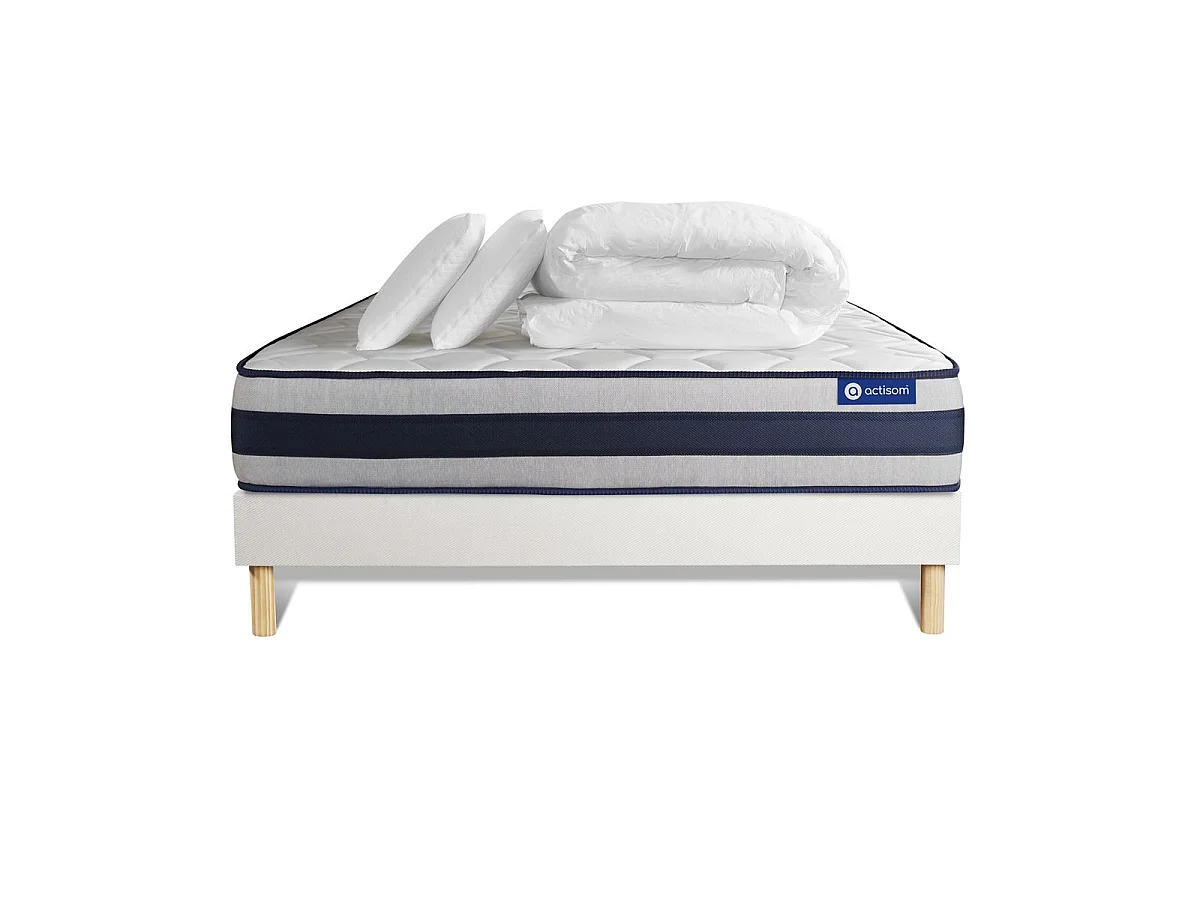 Compleet bedpakket - Matras 160x200 cm + Lattenbodem (kit) + 2 kussens + Dekbed - Actilatex Ergo