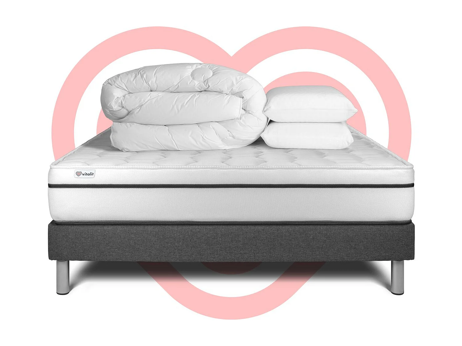 Pack prêt à dormir VITAL SPA 200 x 200 cm sommier Kit gris