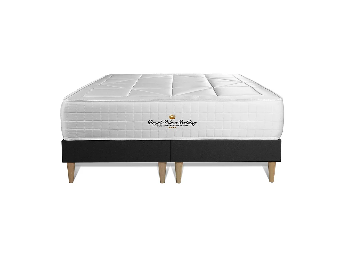 Pack matelas ressorts ensachés + mémoire de forme maxi épaisseur Windsor 180x200cm + double sommier Noir 90x200 cm