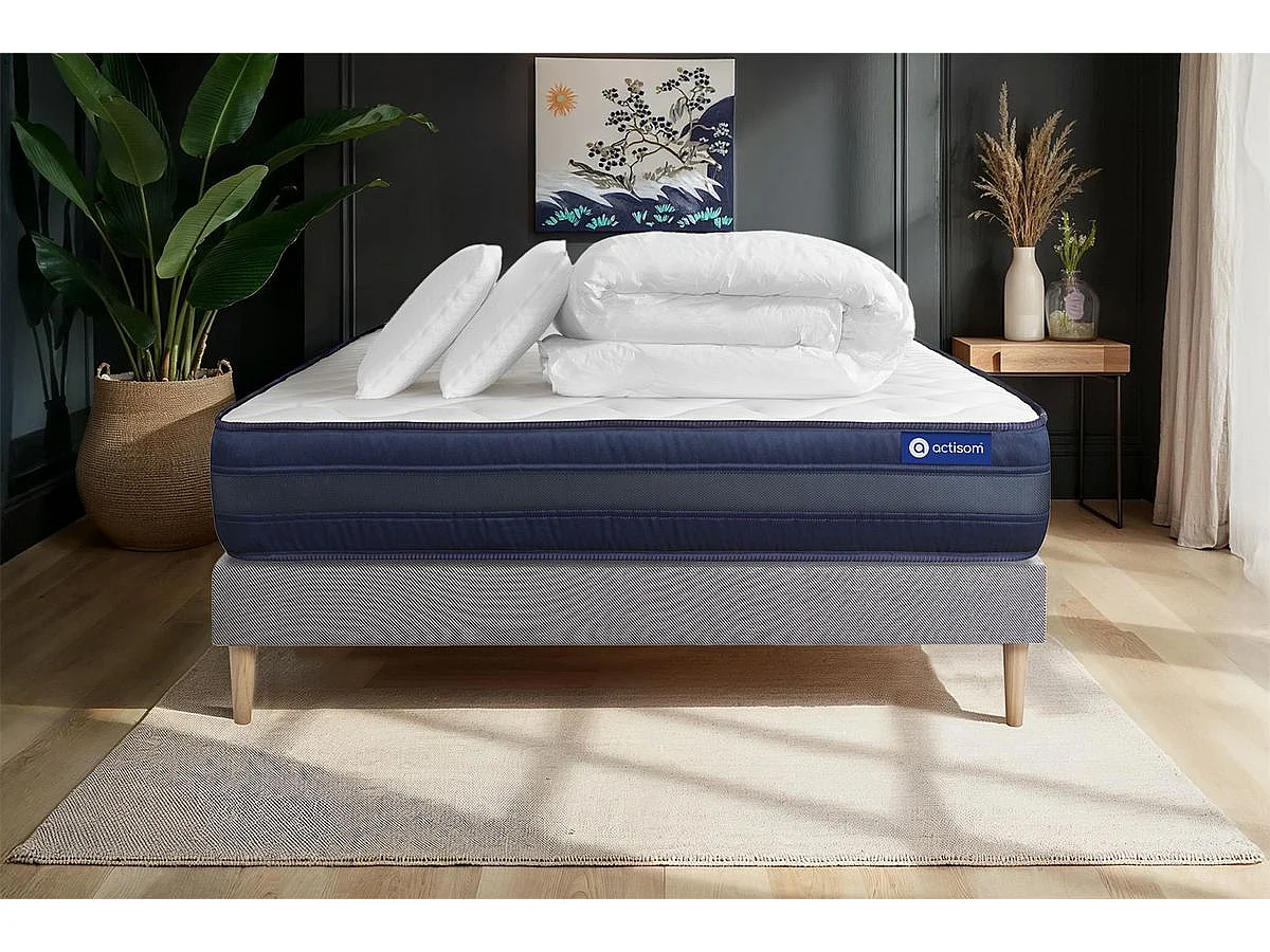 Compleet bedpakket - Matras 200x200 cm + Lattenbodem (kit) + 2 kussens + Dekbed - Actilatex Tech
