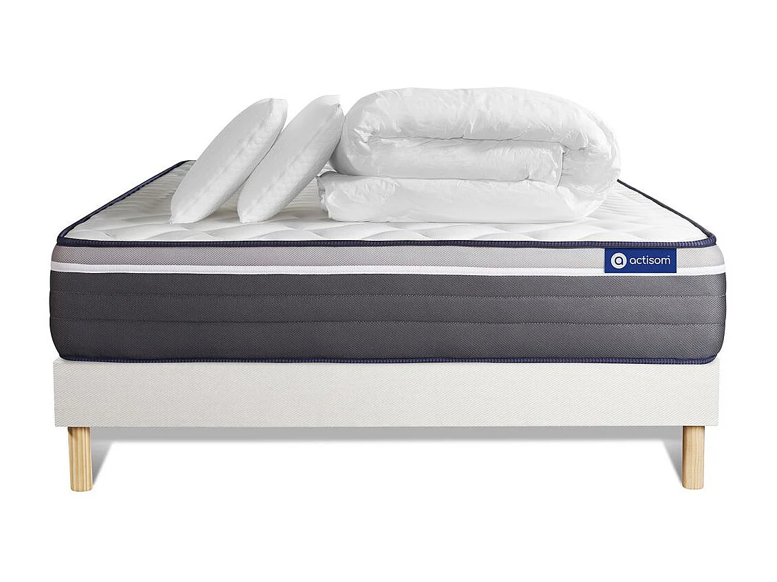 Compleet bedpakket - Matras 160x200 cm + Lattenbodem (kit) + 2 kussens + Dekbed - Actilatex Plu