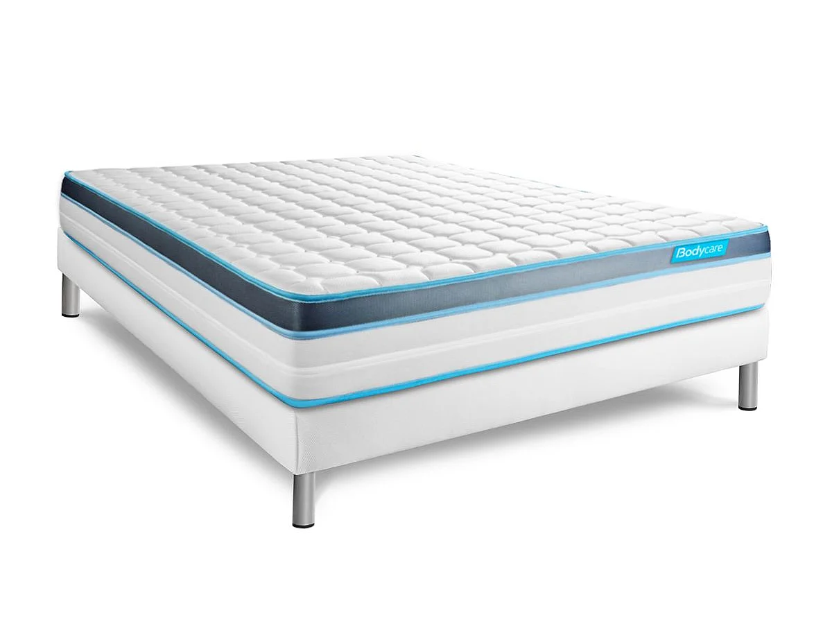 Pack 160x200 matelas BodyFit + sommier kit blanc + Couette 260x240cm + 2 oreillers 60x40cm