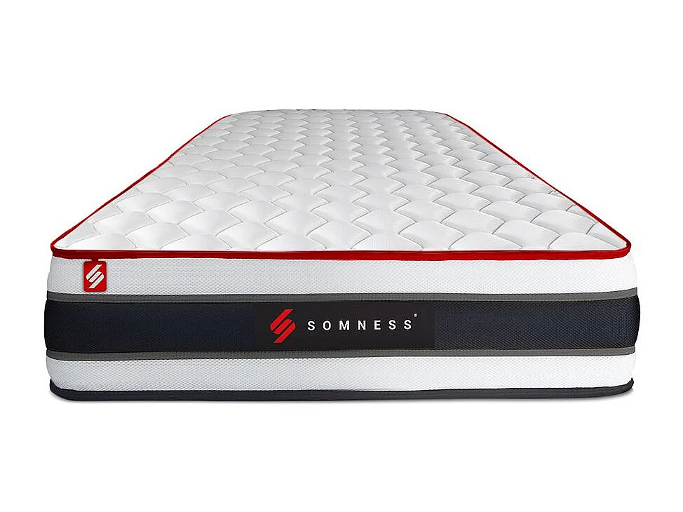Ensemble 90x190 matelas ENERGY ressorts ensachés et mémoire de forme + sommier kit blanc