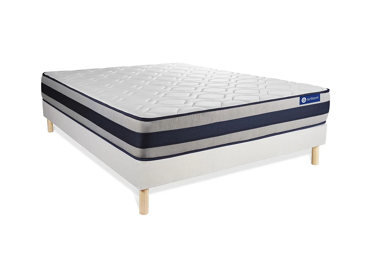Ensemble matelas Latex et Mémoire de forme ACTILATEX ERGO 160x200 cm Maxi épaisseur 5zones de confort + sommier KIT blanc