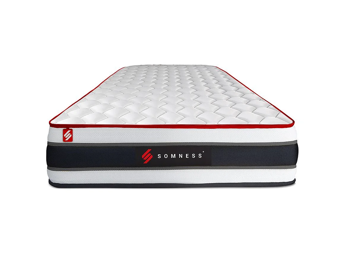 Ensemble 90x200 matelas ENERGY ressorts ensachés et mémoire de forme + sommier kit noir