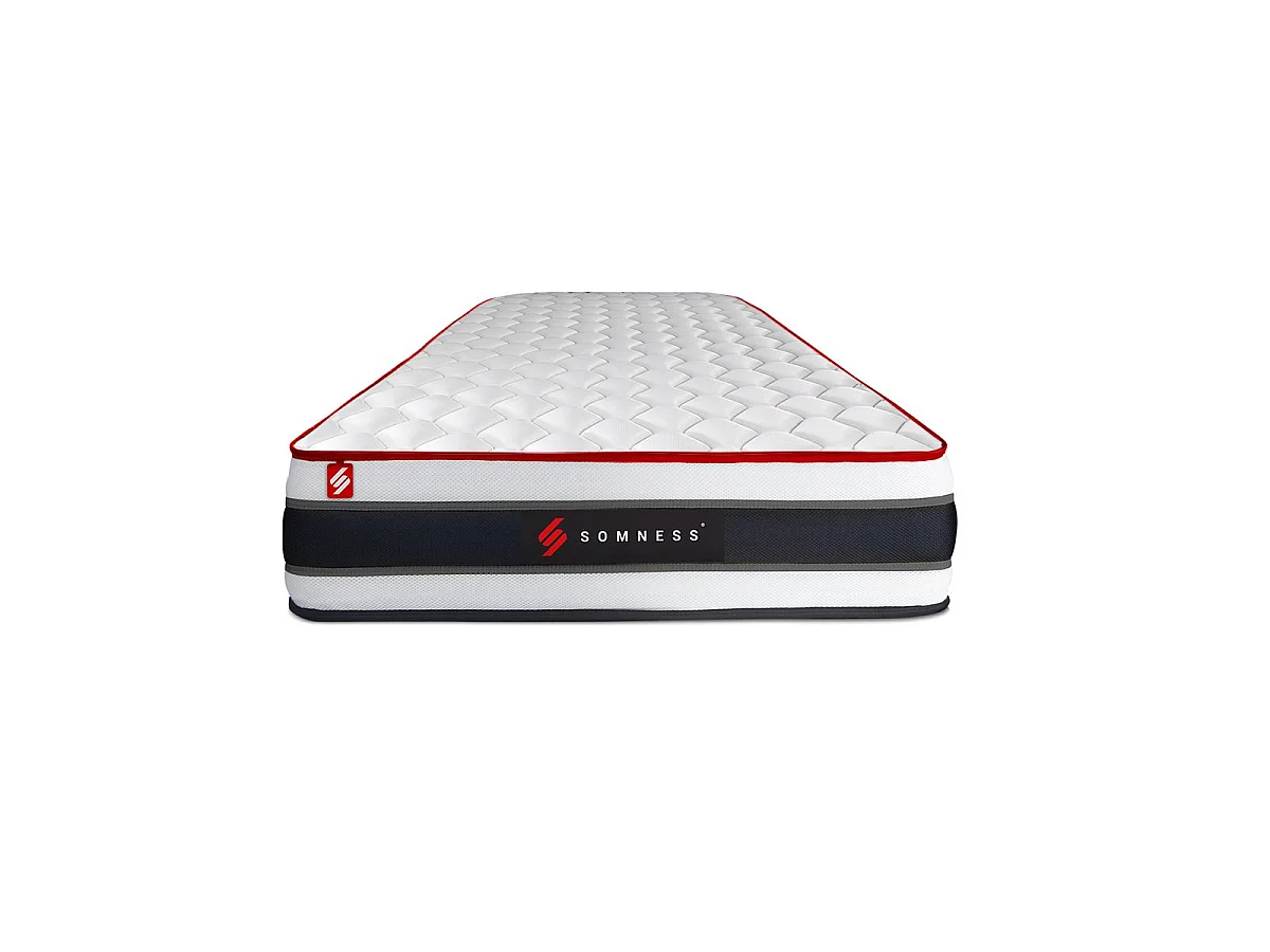 Ensemble 90x200 matelas ENERGY ressorts ensachés et mémoire de forme + sommier kit noir