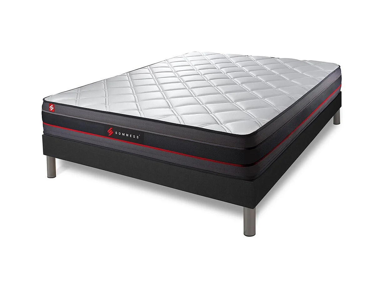 Ensemble 160x200 matelas REGEN à mémoire de forme + sommier kit noir
