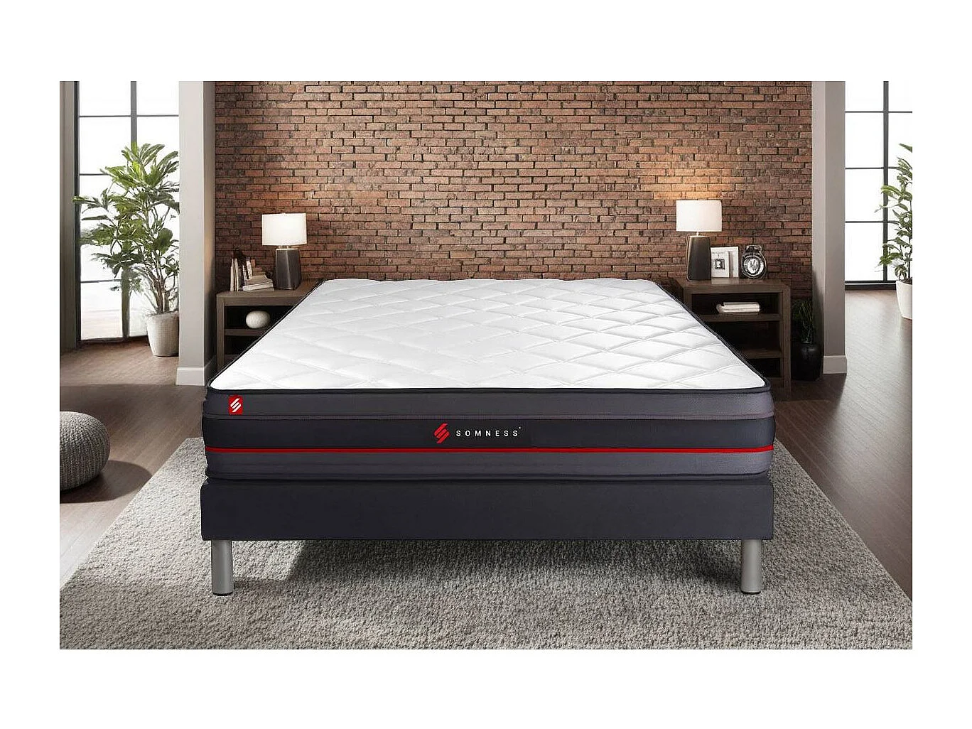 Ensemble 160x200 matelas REGEN à mémoire de forme + sommier kit noir