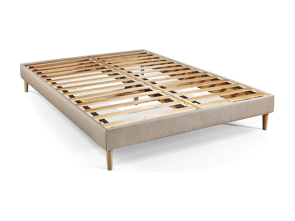 Pack prêt à dormir matelas LE DOUILLET 140x190cm Mémoire de forme BioVisco + sommier kit Beige + 2 oreillers + couette