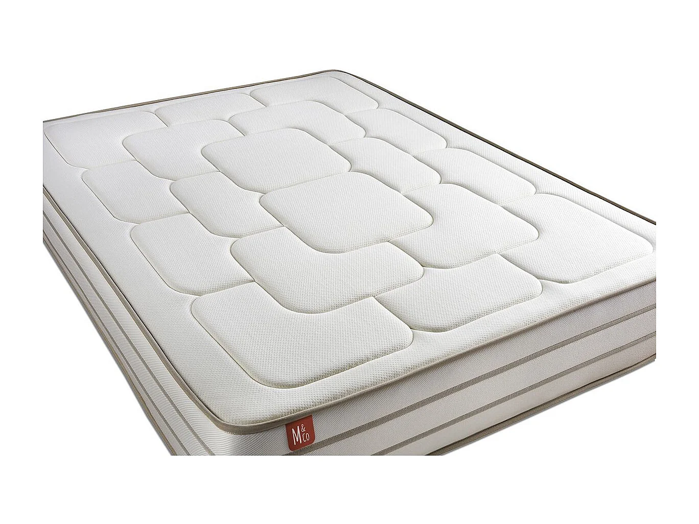 Pack prêt à dormir matelas LE DOUILLET 140x190cm Mémoire de forme BioVisco + sommier kit Beige + 2 oreillers + couette