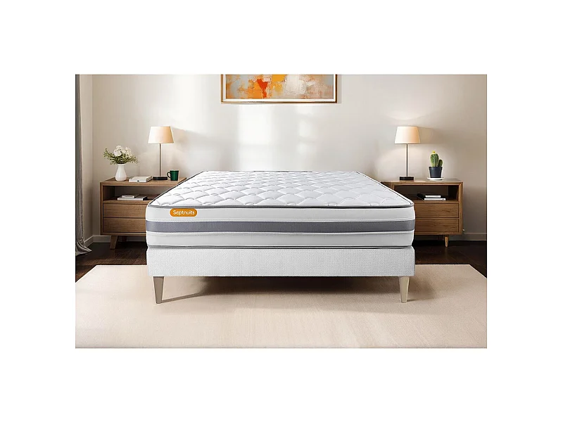 Matelas + sommier 160x200 Memo Spring Ressorts ensachés 3 zones de confort MAXI épaisseur
