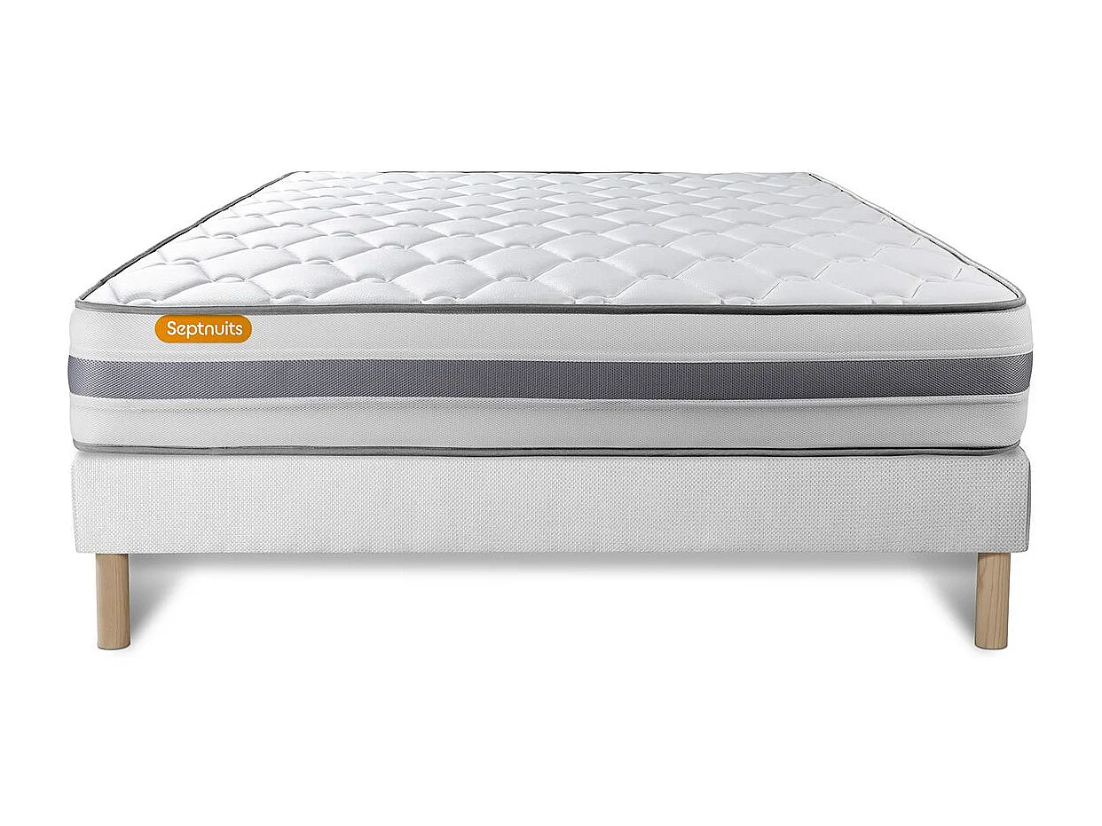 Matelas + sommier 160x200 Memo Spring Ressorts ensachés 3 zones de confort MAXI épaisseur