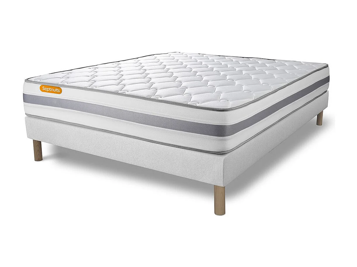 Matelas + sommier 160x200 Memo Spring Ressorts ensachés 3 zones de confort MAXI épaisseur