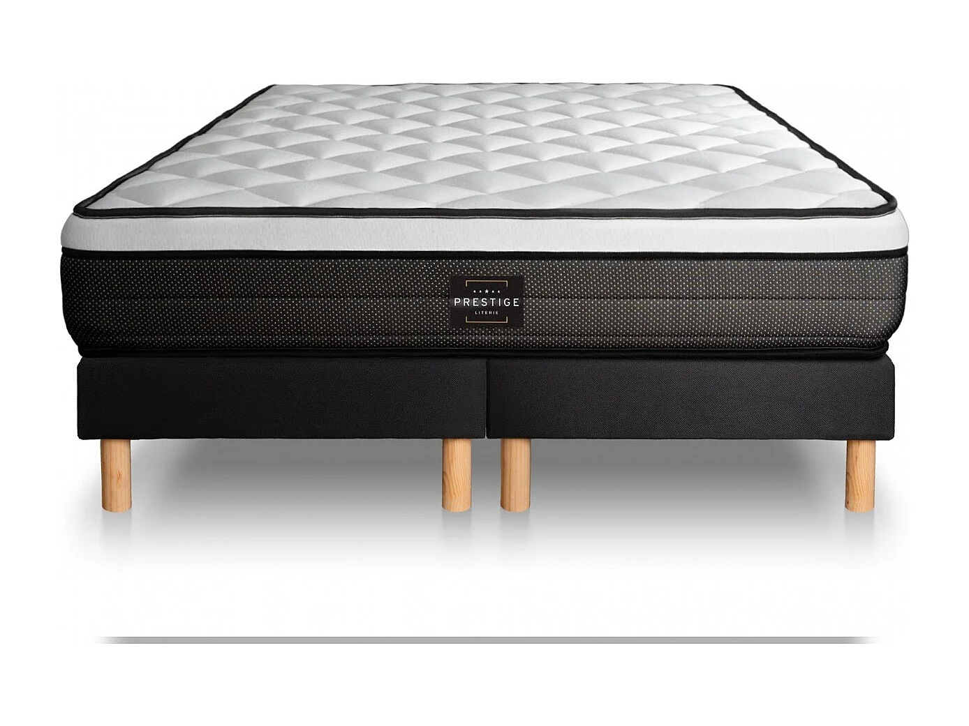 Ensemble Suite 180x200 Ressorts ensachés, mémoire de forme 5 zones double sommier noir