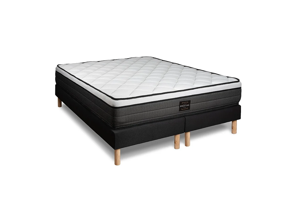 Ensemble Suite 180x200 Ressorts ensachés, mémoire de forme 5 zones double sommier noir