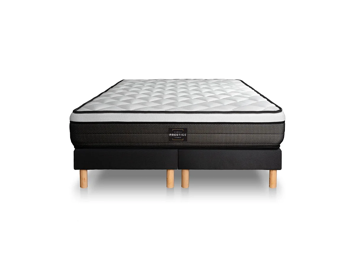 Ensemble Suite 180x200 Ressorts ensachés, mémoire de forme 5 zones double sommier noir
