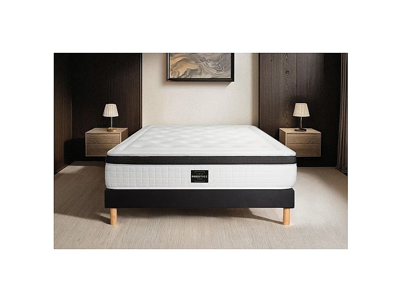 Ensemble Privilège 160x200 Mémoire de forme 5 zones sommier noir