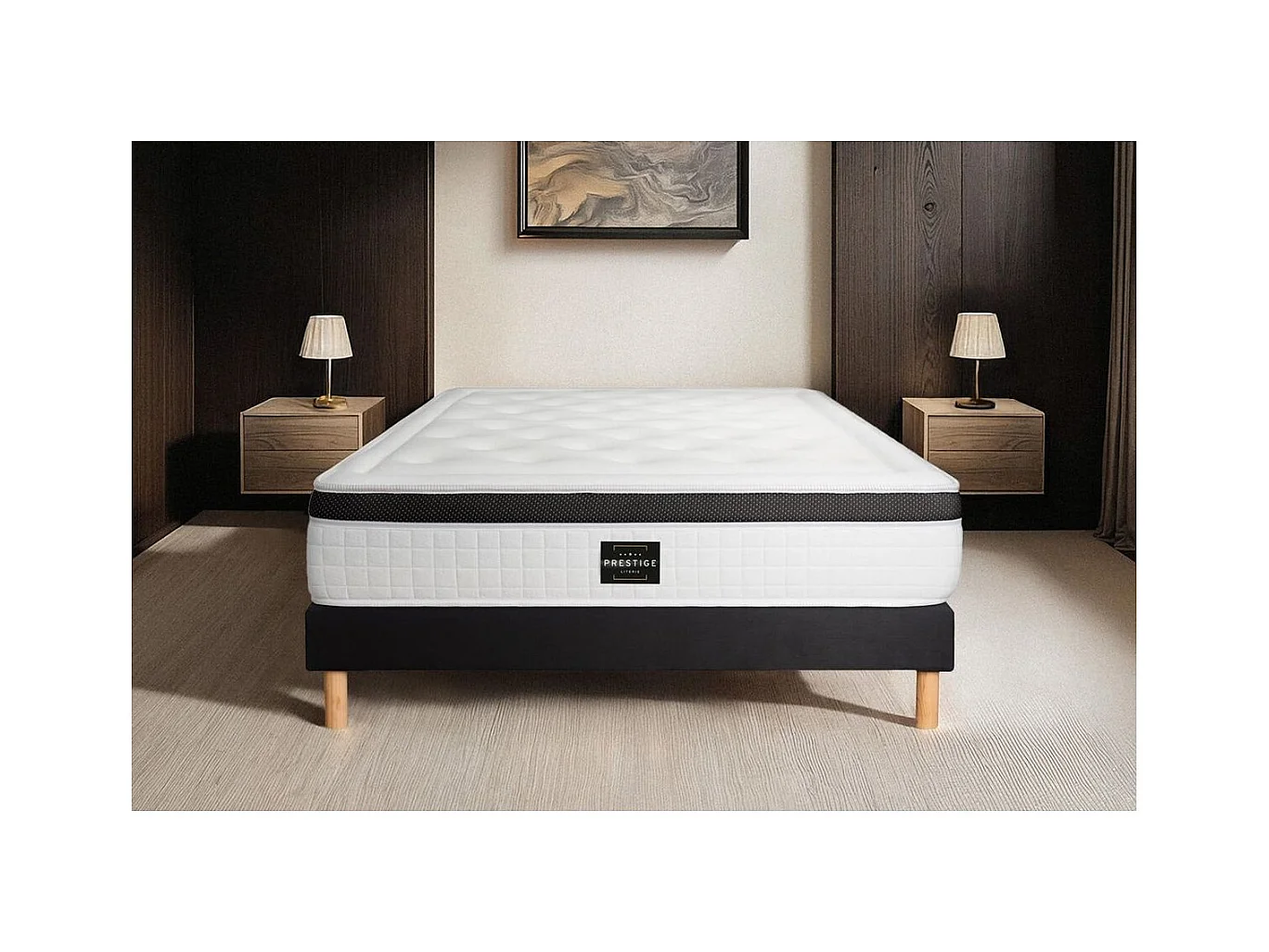 Ensemble Privilège 160x200 Mémoire de forme 5 zones sommier noir