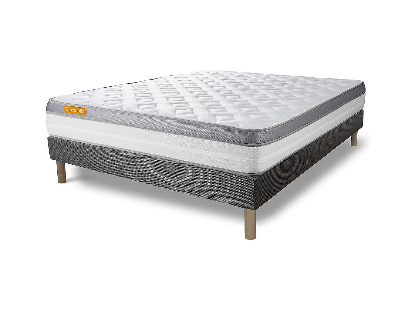 Matelas + sommier gris 140x200 Memo Zen Mousse à mémoire de forme 5 zones de confort MAXI épaisseur