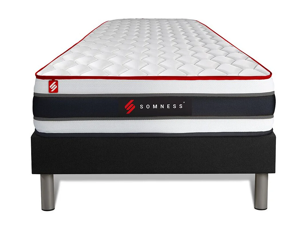 Ensemble 90x190 matelas ENERGY ressorts ensachés et mémoire de forme + sommier kit noir