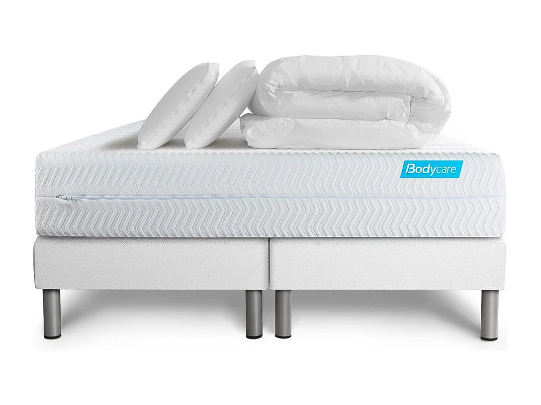 Pack BIOCARE 160x200 Mousse à mémoire de forme BIO 5 zones Maxi épaisseur + Couette + 2 oreillers