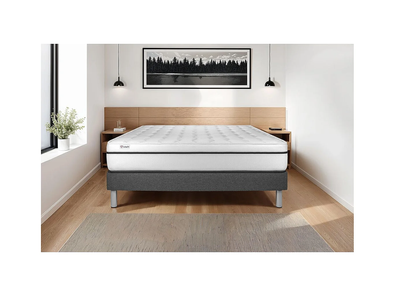 Ensemble VITAL SPA 180 x 200 cm sommier Kit gris