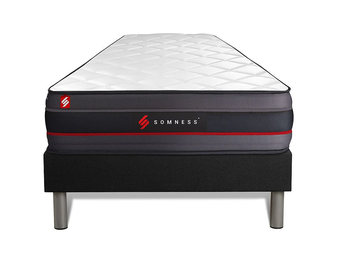 Ensemble 90x190 matelas REGEN à mémoire de forme + sommier kit noir