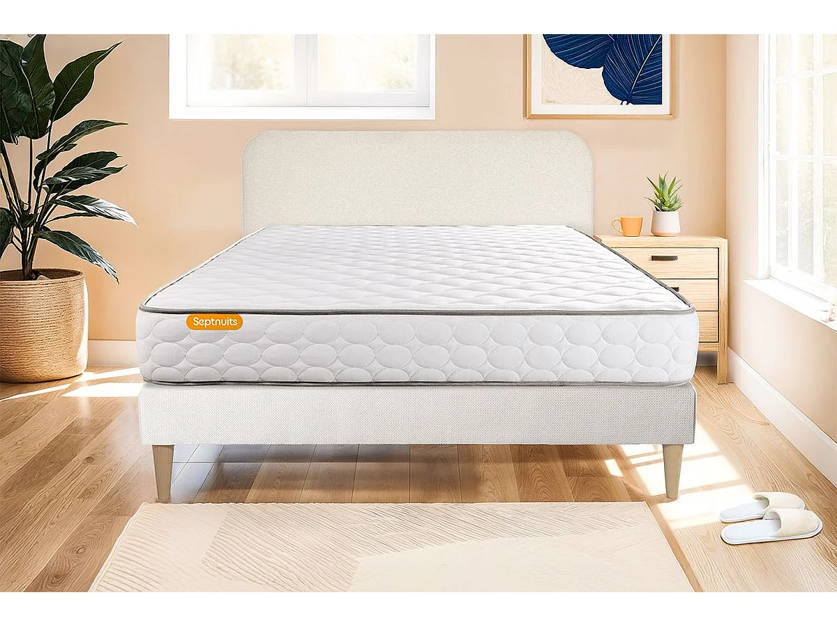 Matelas Mémoire de forme +  sommier kit blanc 180x200 Memo