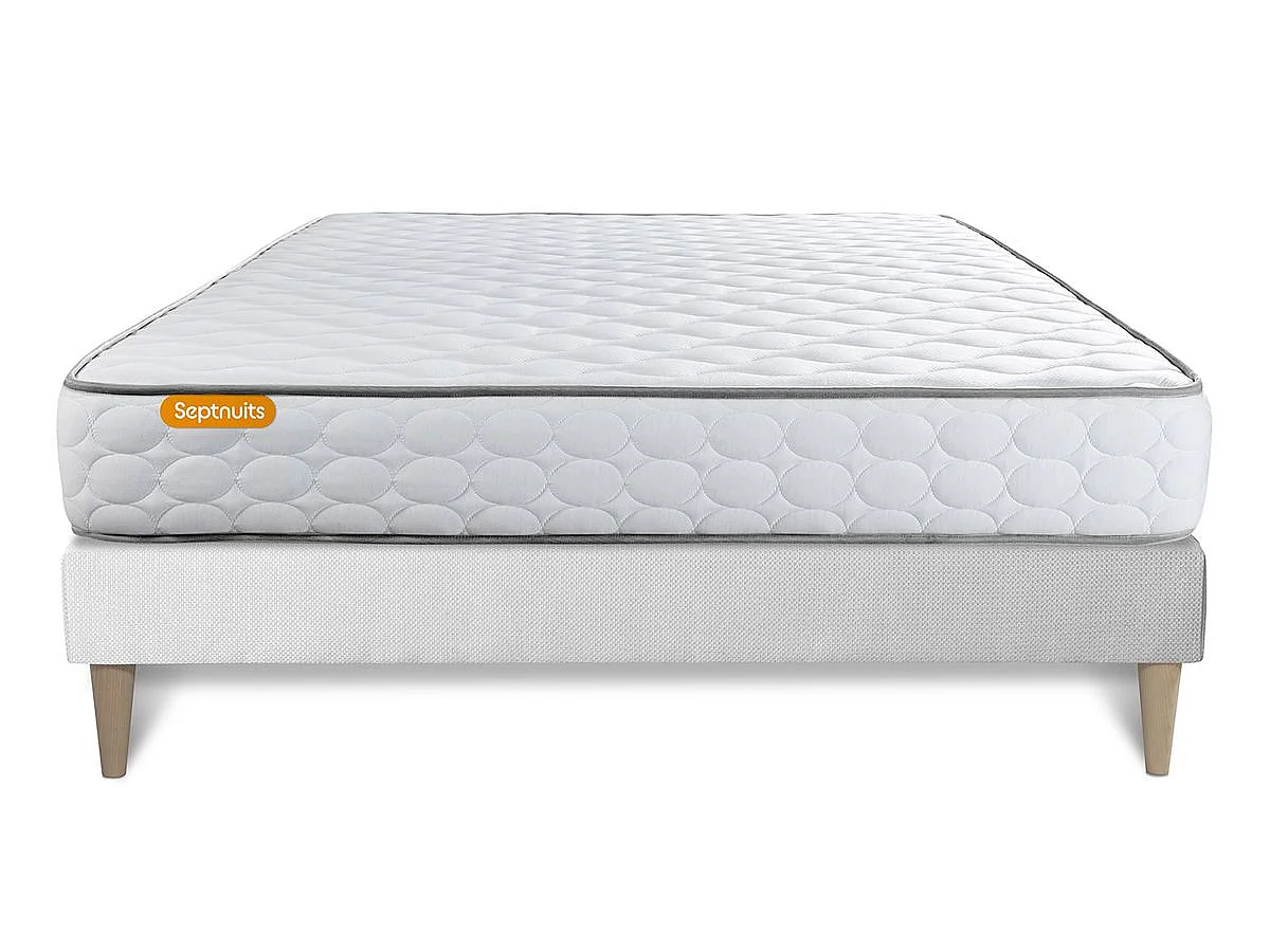 Matelas Mémoire de forme +  sommier kit blanc 180x200 Memo