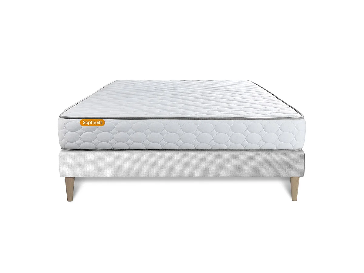 Matelas Mémoire de forme +  sommier kit blanc 180x200 Memo