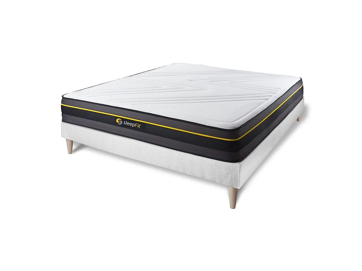 Ensemble 140x190 matelas ACTIVE + sommier kit blanc