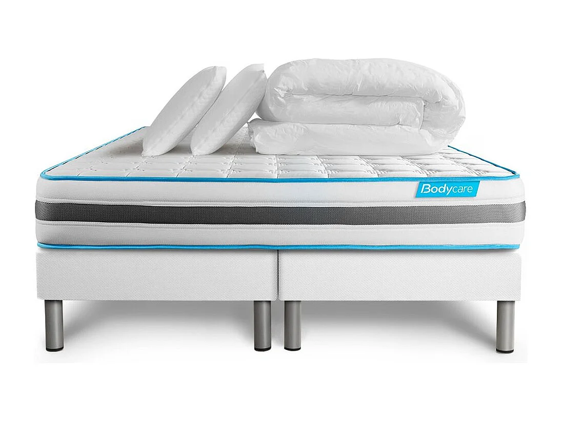 Pack BODYZONE 160x200 Ressorts ensachés 3 zones Ultra épaisseur + Couette + 2 oreillers