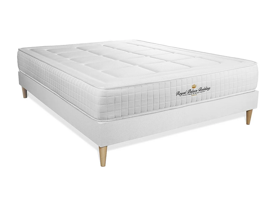 Ensemble matelas à mémoire de forme maxi épaisseur Balmoral 140x190 sommier KIT blanc