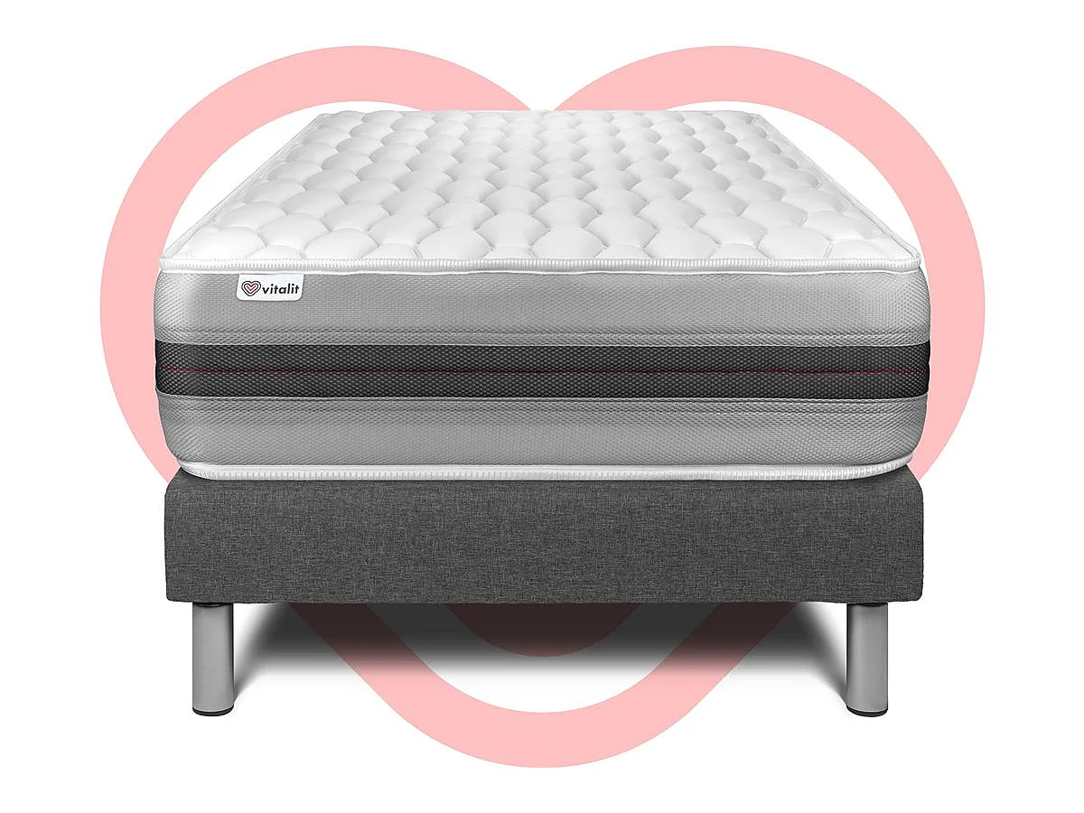 Matratzenset VITAL SPRING RECOVER 90 x 200 cm Bettrahmen Kit grau