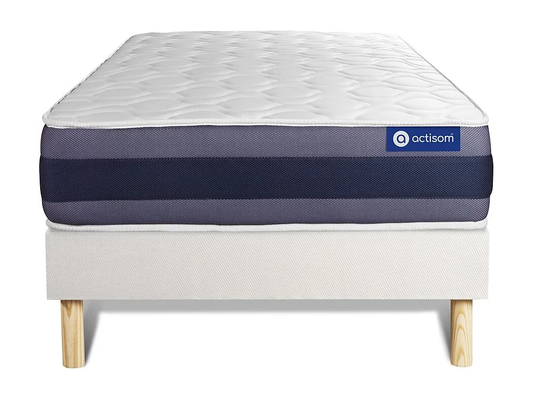 Ensemble matelas Latex+Mémoire de forme ACTILATEX MORPHO 90x190 Maxi épaisseur 5zones de confort + sommier KIT blanc