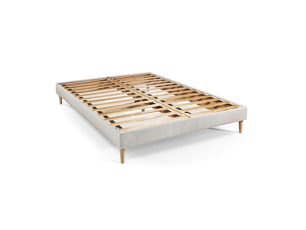 Ensemble LE DOUX 140x190cm Mémoire de forme 3 zones de confort - Ep. 24cm + sommier kit Blanc