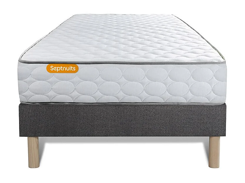 Ensemble matelas Mémoire de forme + sommier gris 90x200 Memo