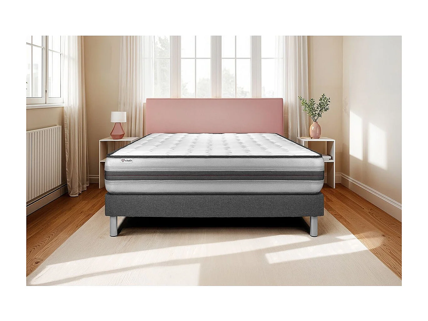 Matratzenset VITAL POWER RECOVER 200 x 200 cm Bettrahmen Kit grau