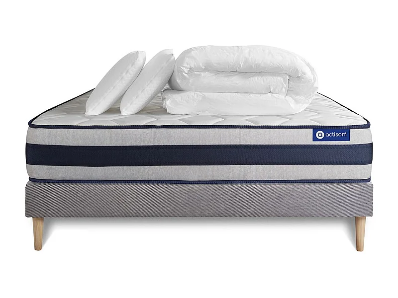 Compleet bedpakket - Matras 200x200 cm + Lattenbodem (kit) + 2 kussens + Dekbed - Actimemo Ergo