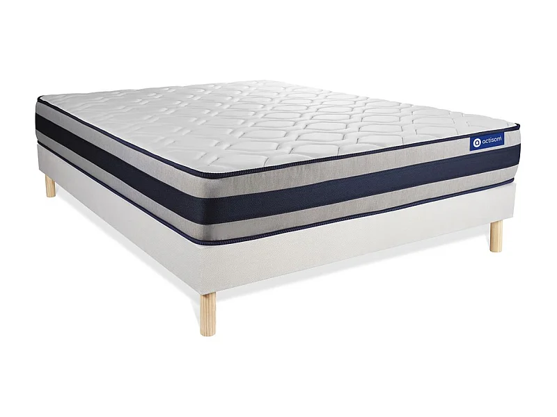 Lattenbodem en Actilatex ergo matras 200x200cm , matrasdikte : 24 cm , latex en traagschuim , stevig, 5 comfortzones